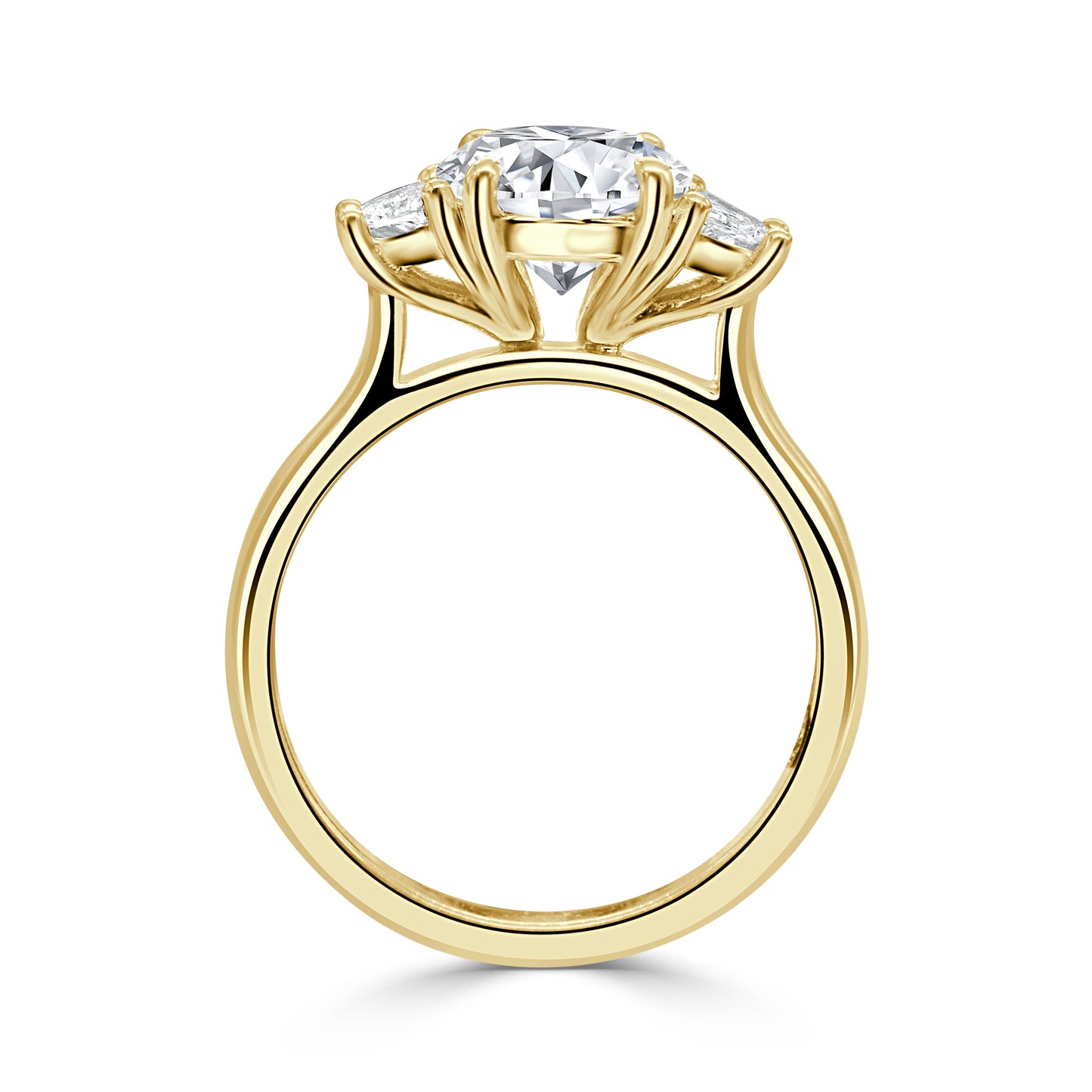 2.86ct Oval cut lab grown diamond trilogy engagement ring