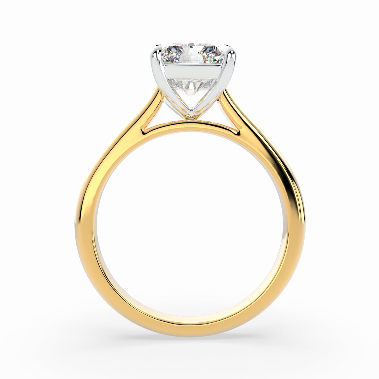 Emerald Cut Solitaire Cathedral Engagement Ring LR028R
