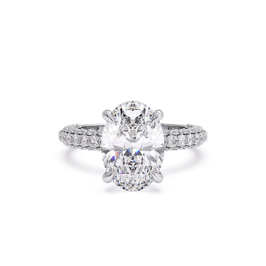 Angelica-3 row Pave Round Solitaire