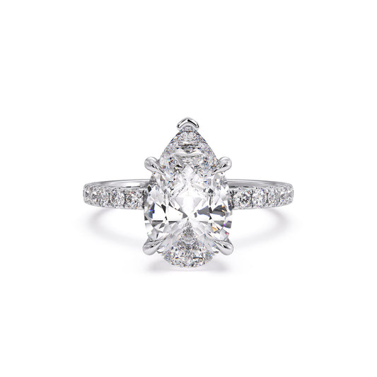 Lisa-Pear Solitaire pave with hidden halo