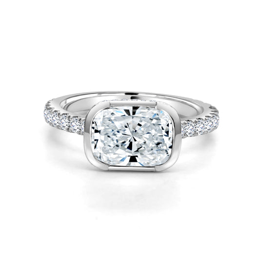 2.36ct Old Mined Cushion cut lab grown diamond engagement ring - 18ct White Gold ladies engagement ring