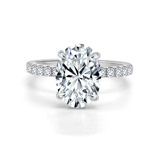 2.81ct Oval shape lab grown diamond engagement ring - 18ct White Gold ladies engagement ring