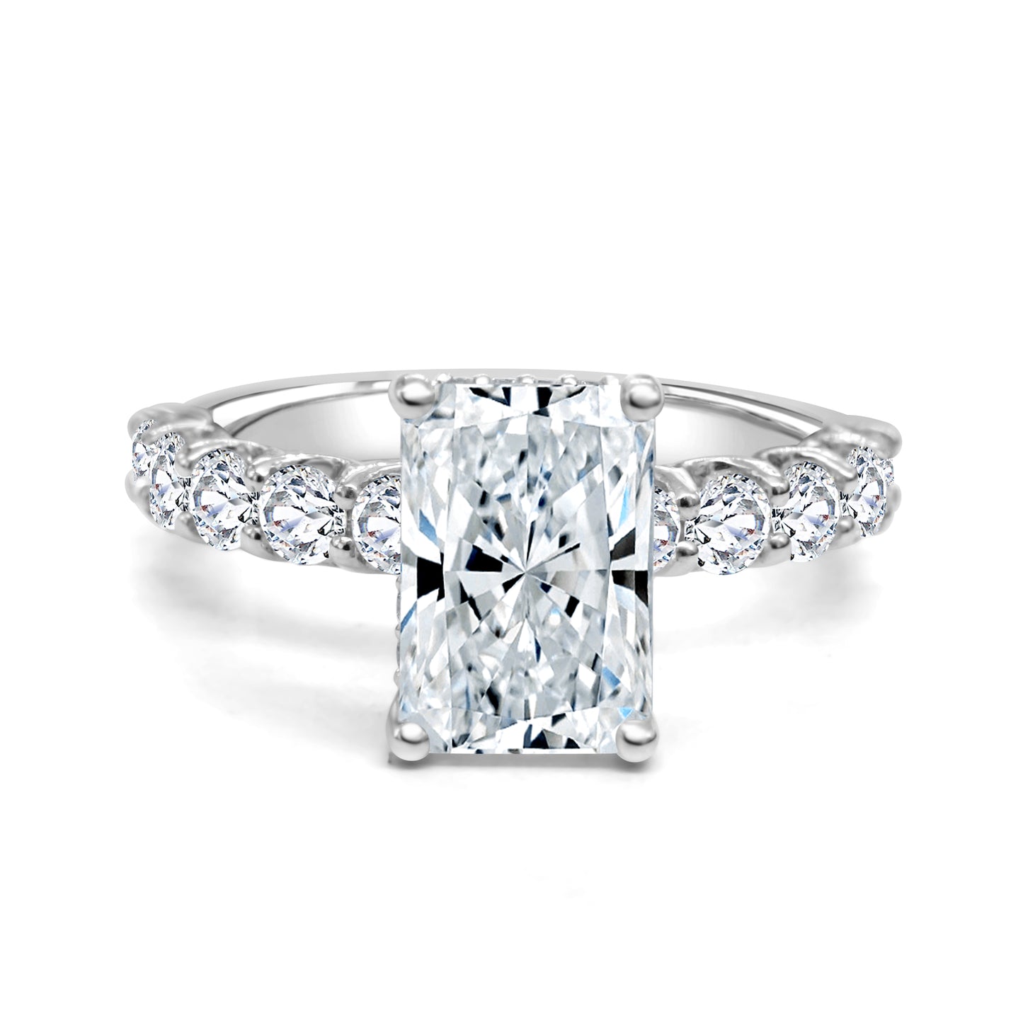 2.88ct Radiant cut lab grown diamond engagement ring