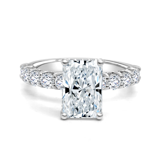 2.88ct Radiant cut lab grown diamond engagement ring - 18ct White Gold ladies engagement ring