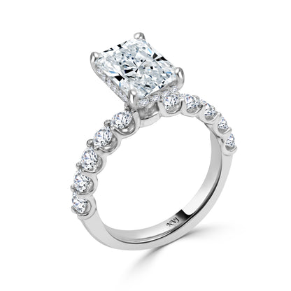 2.88ct Radiant cut lab grown diamond engagement ring