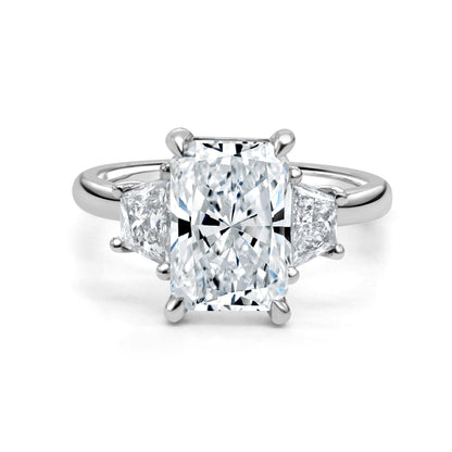 3.01ct Radiant cut lab grown diamond Trilogy engagement ring