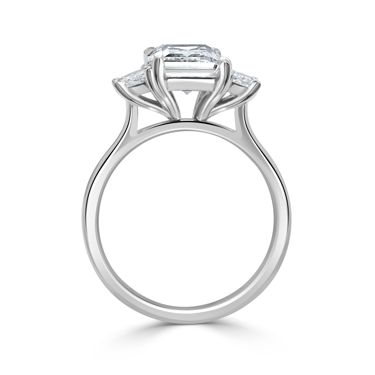 3.01ct Radiant cut lab grown diamond Trilogy engagement ring