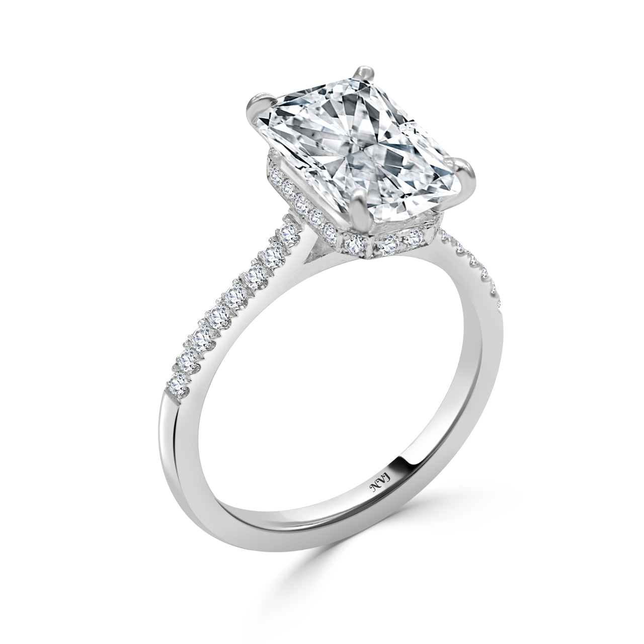 3.51ct Radiant cut lab grown diamond engagement ring