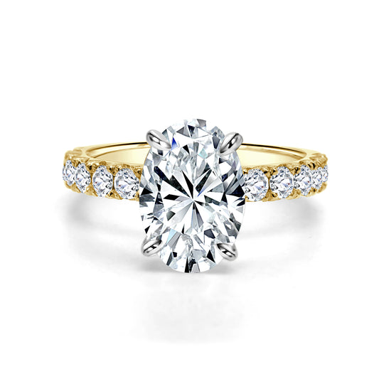 3.15ct Oval cut lab grown diamond engagement ring - 18ct Yellow Gold ladies engagement ring