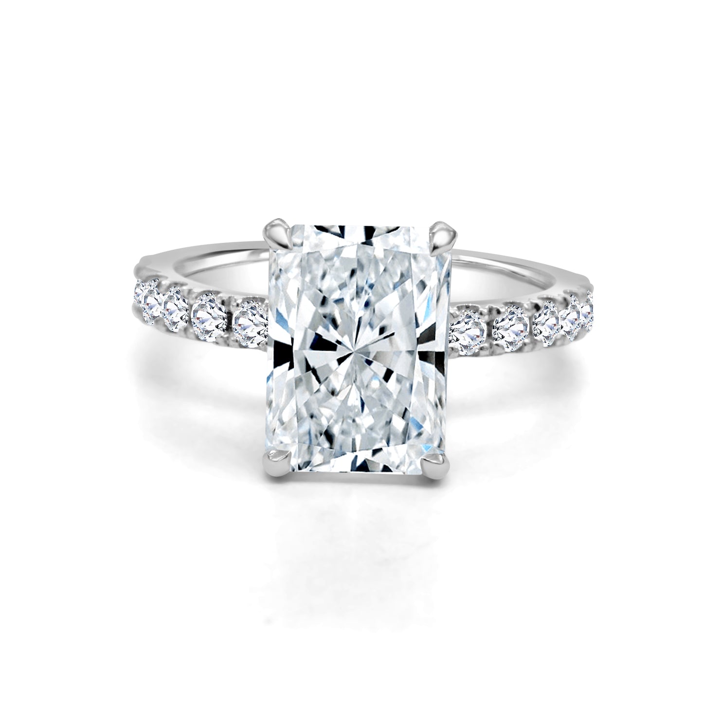 4.01ct Radiant cut lab grown diamond engagement ring