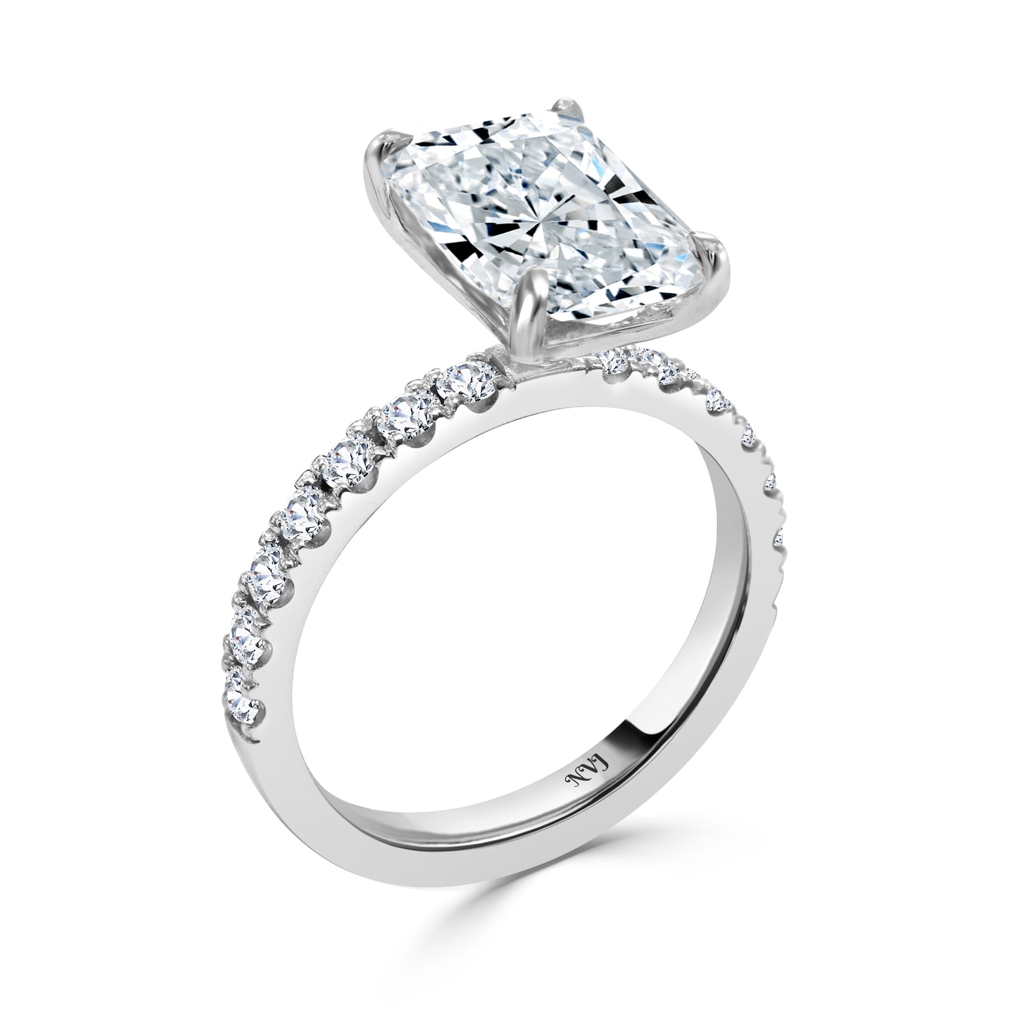 4.01ct Radiant cut lab grown diamond engagement ring