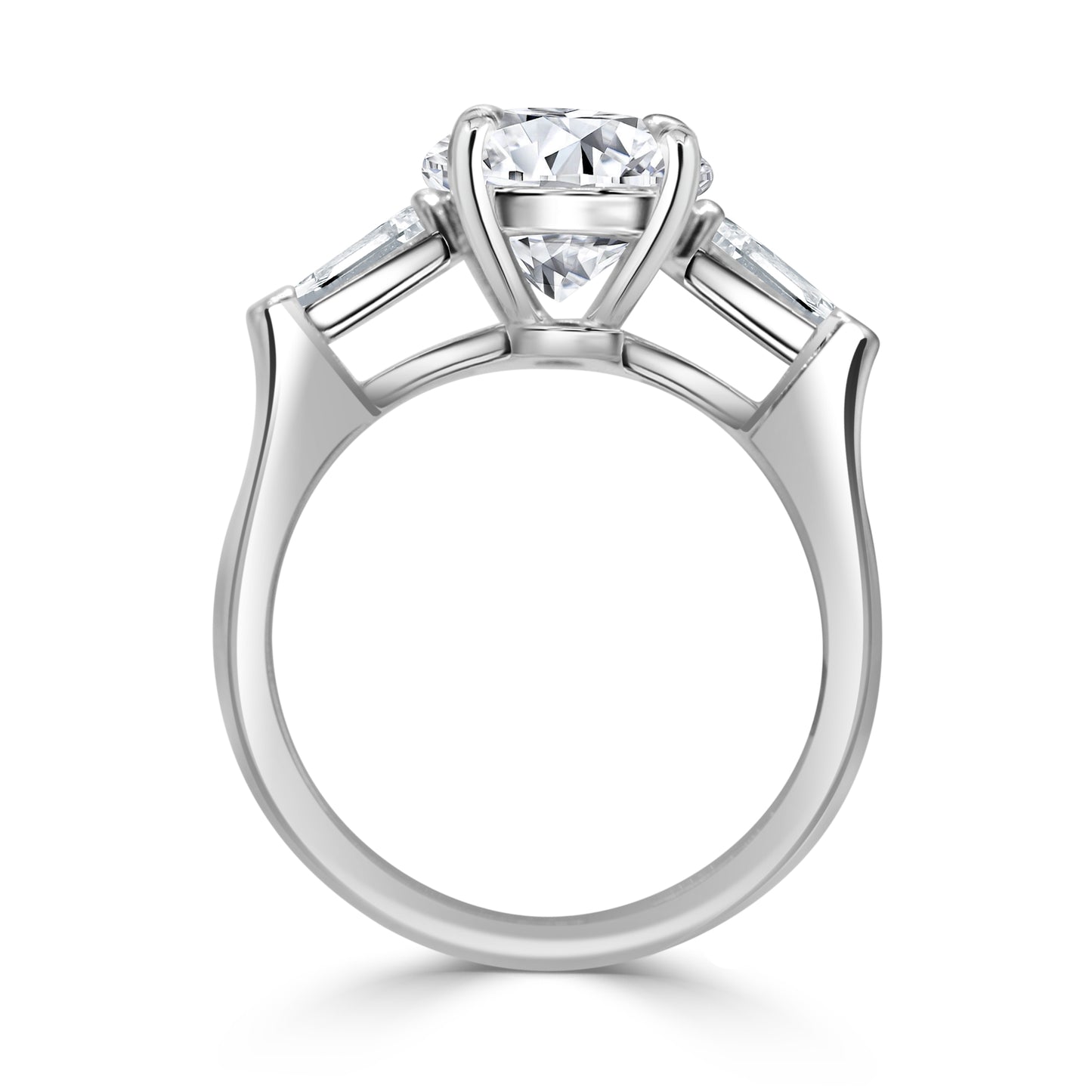 4.30ct Oval cut lab grown diamond Trilogy engagement ring