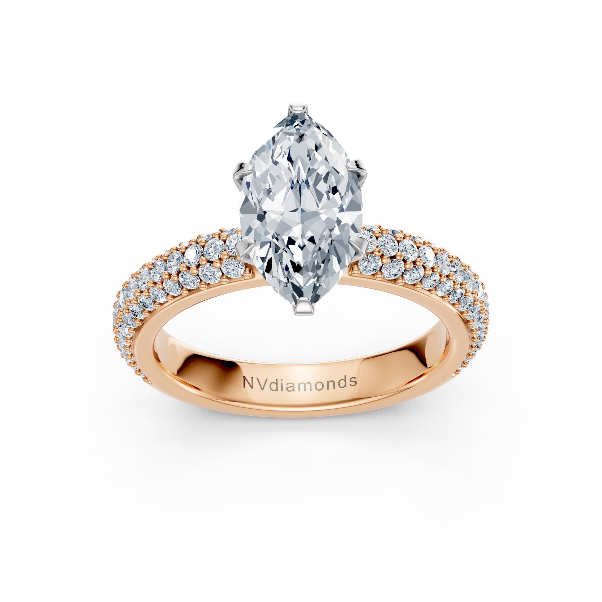 Valentina-Marquise 3 Row Solitaire