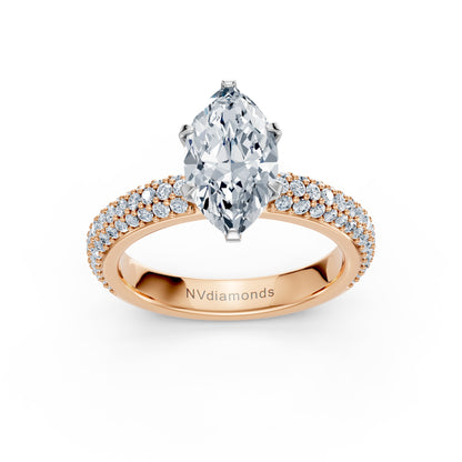 Valentina-Marquise 3 Row Solitaire
