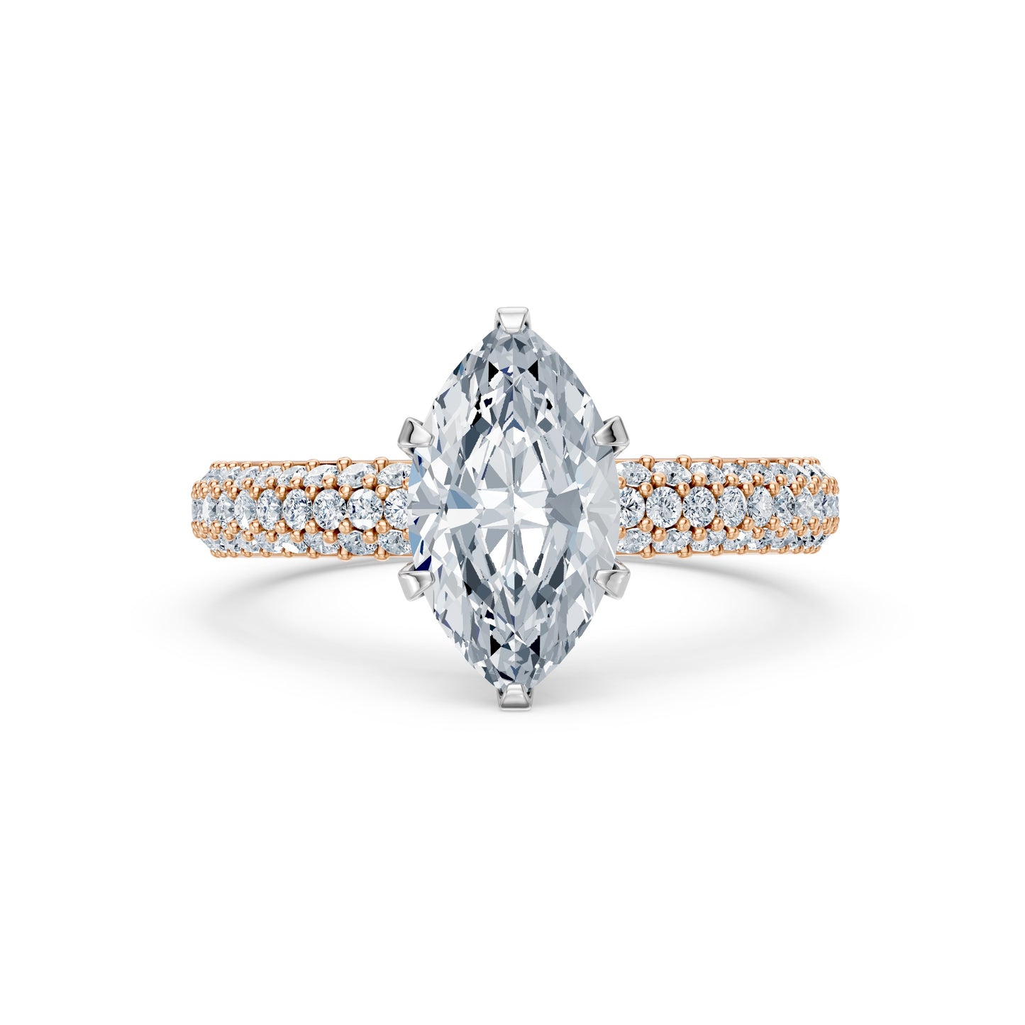 Valentina-Marquise 3 Row Solitaire