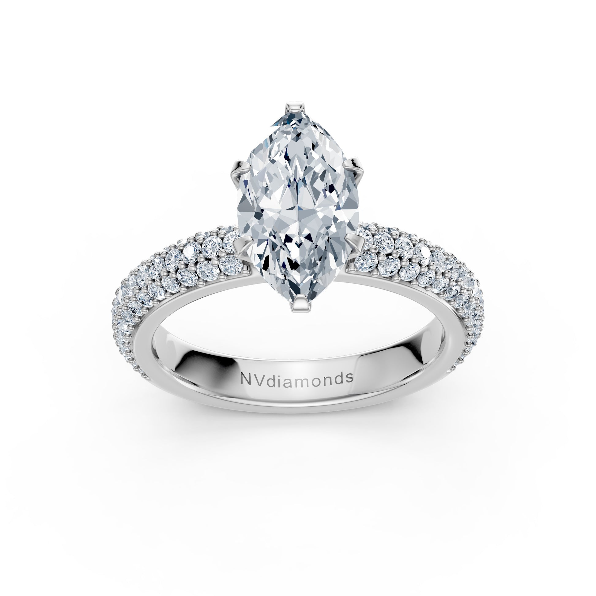 Valentina-Marquise 3 Row Solitaire