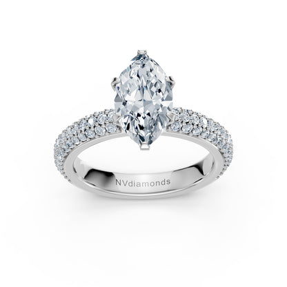Valentina-Marquise 3 Row Solitaire