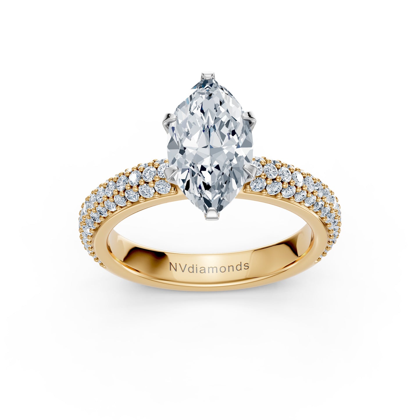 Valentina-Marquise 3 Row Solitaire