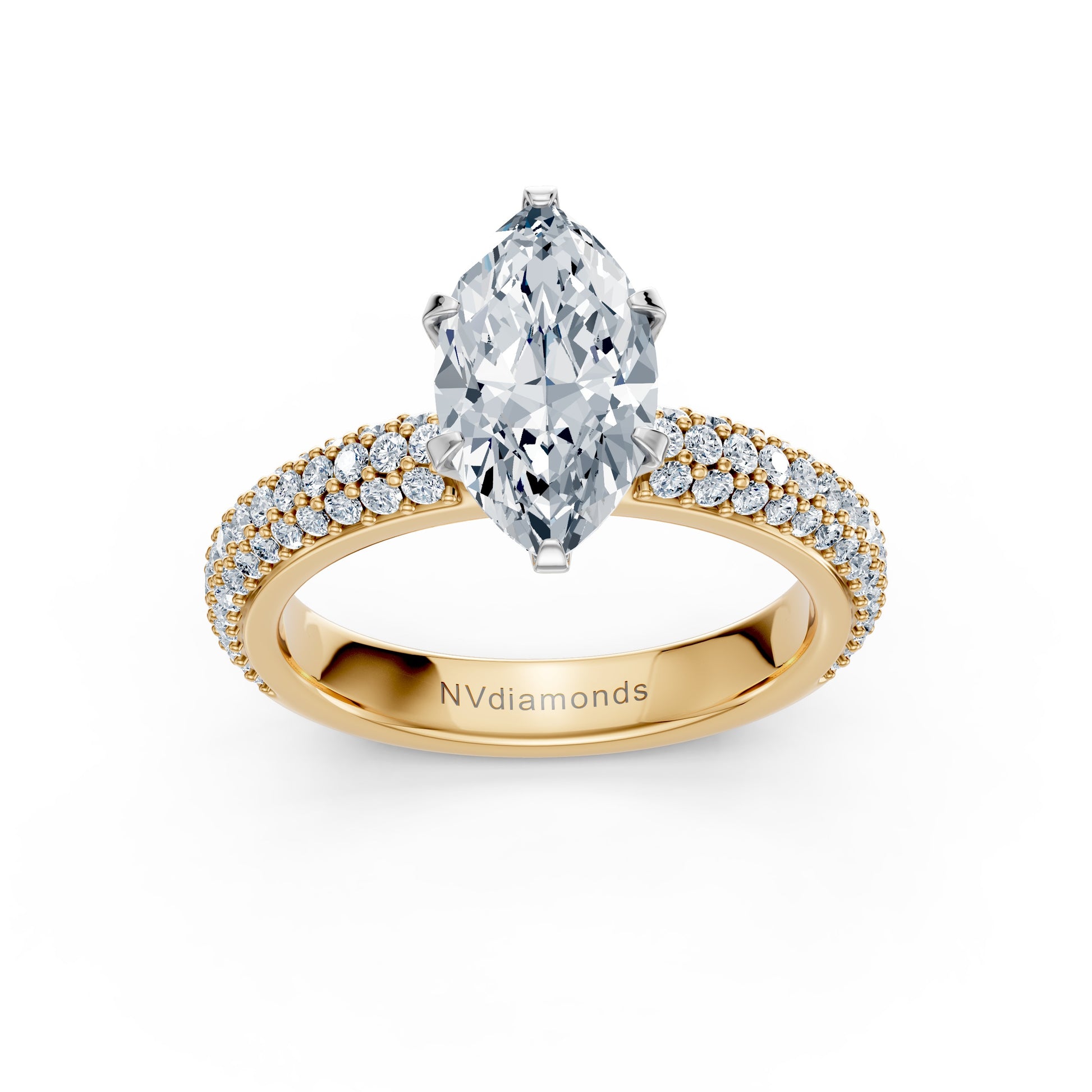 Valentina-Marquise 3 Row Solitaire