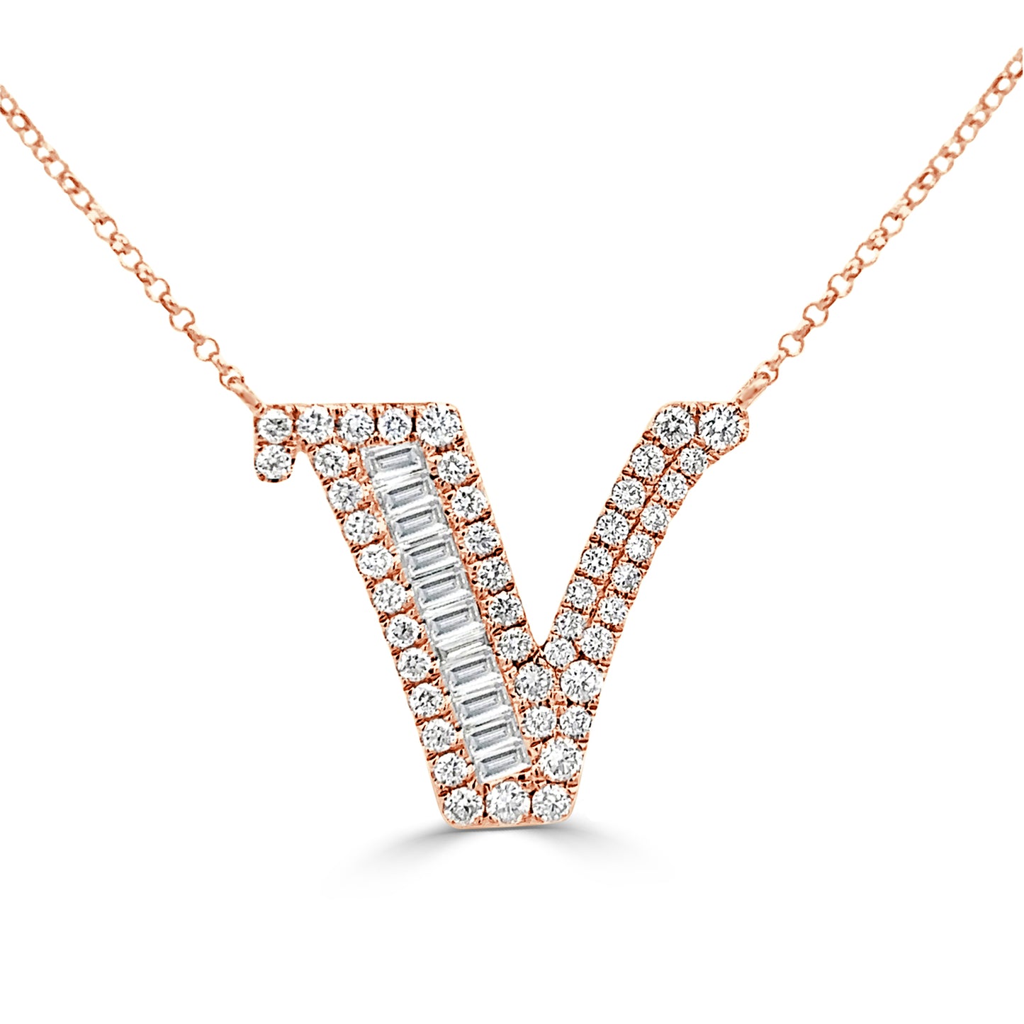 Diamond Initial Pendant "V"