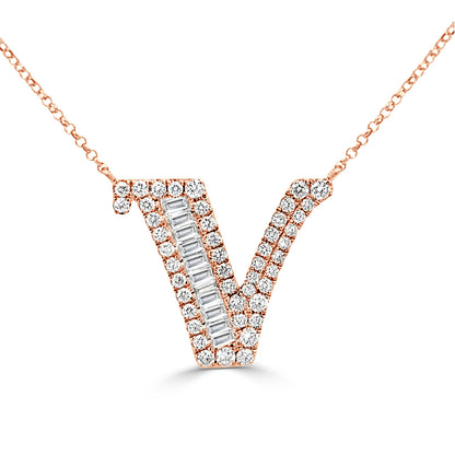 Diamond Initial Pendant "V"