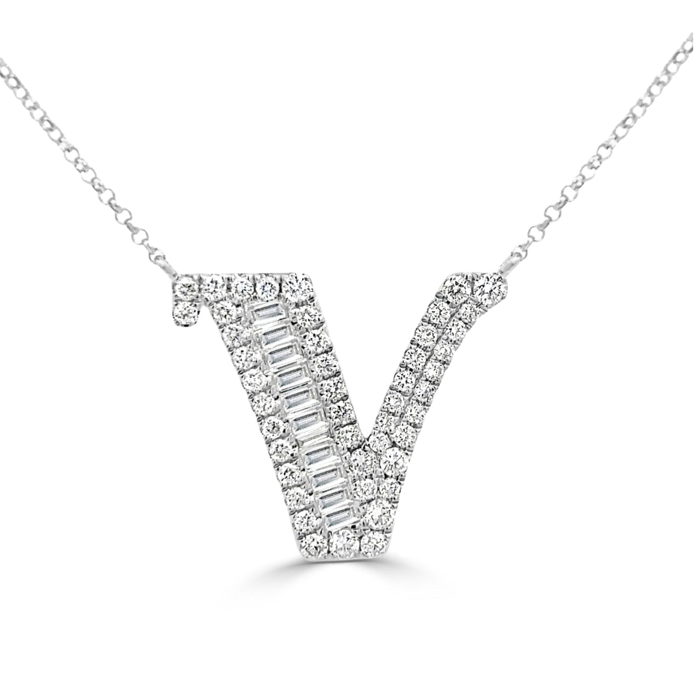 Diamond Initial Pendant "V"