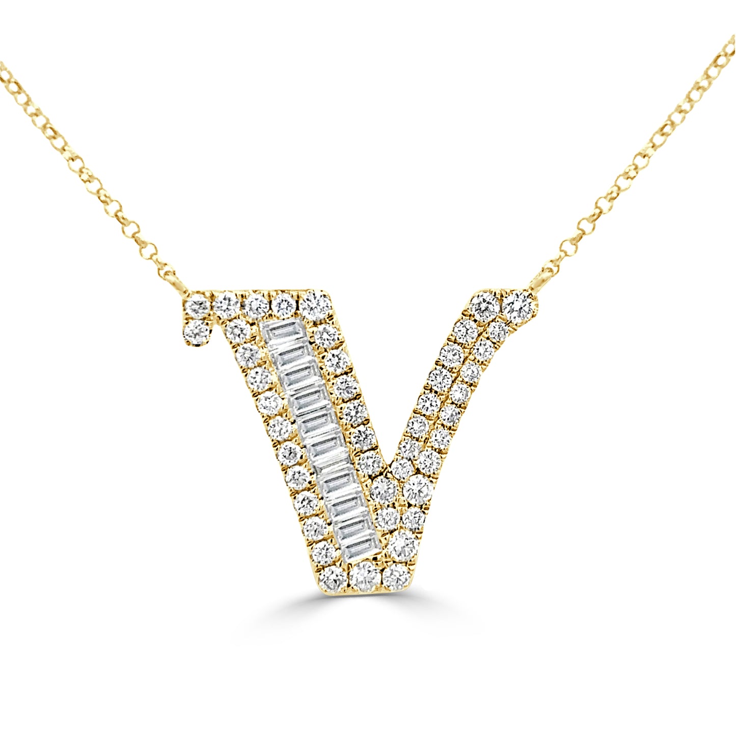 Diamond Initial Pendant "V"