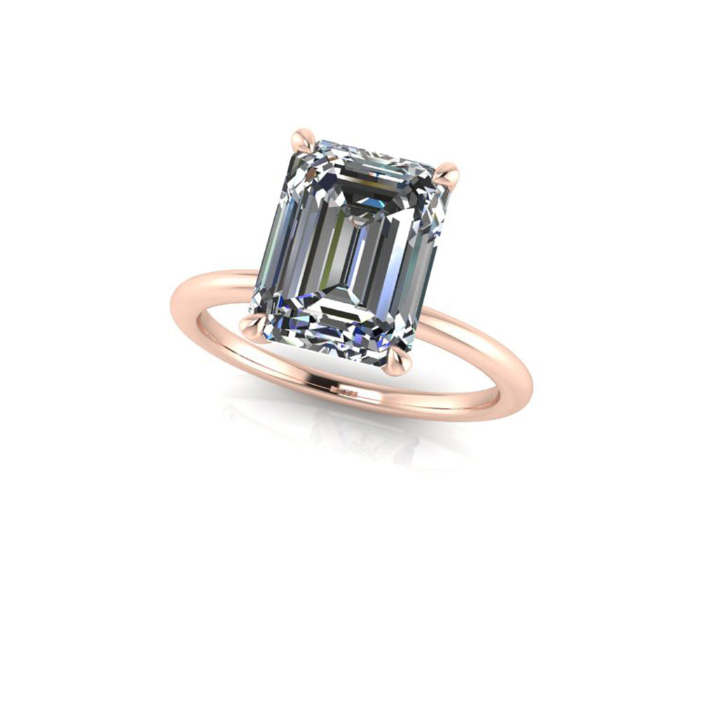 Emerald Cut Cathedral Solitaire Engagement Ring LR002W