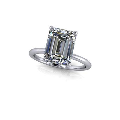 Emerald Cut Cathedral Solitaire Engagement Ring LR002W