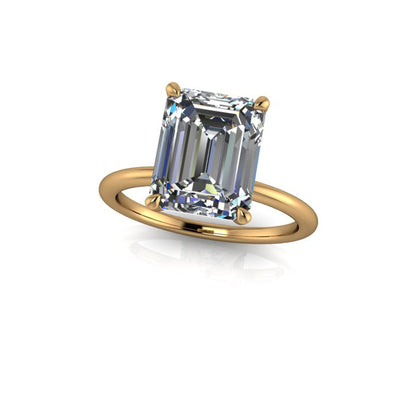 Emerald Cut Cathedral Solitaire Engagement Ring LR002W