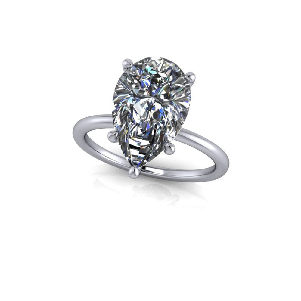 Emerald Cut Cathedral Solitaire Engagement Ring LR002W