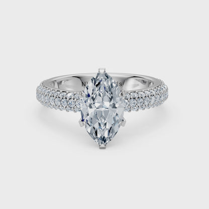 Valentina-Marquise 3 Row Solitaire