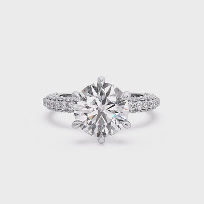 Angelica-Pear 3 row Pave  Solitaire