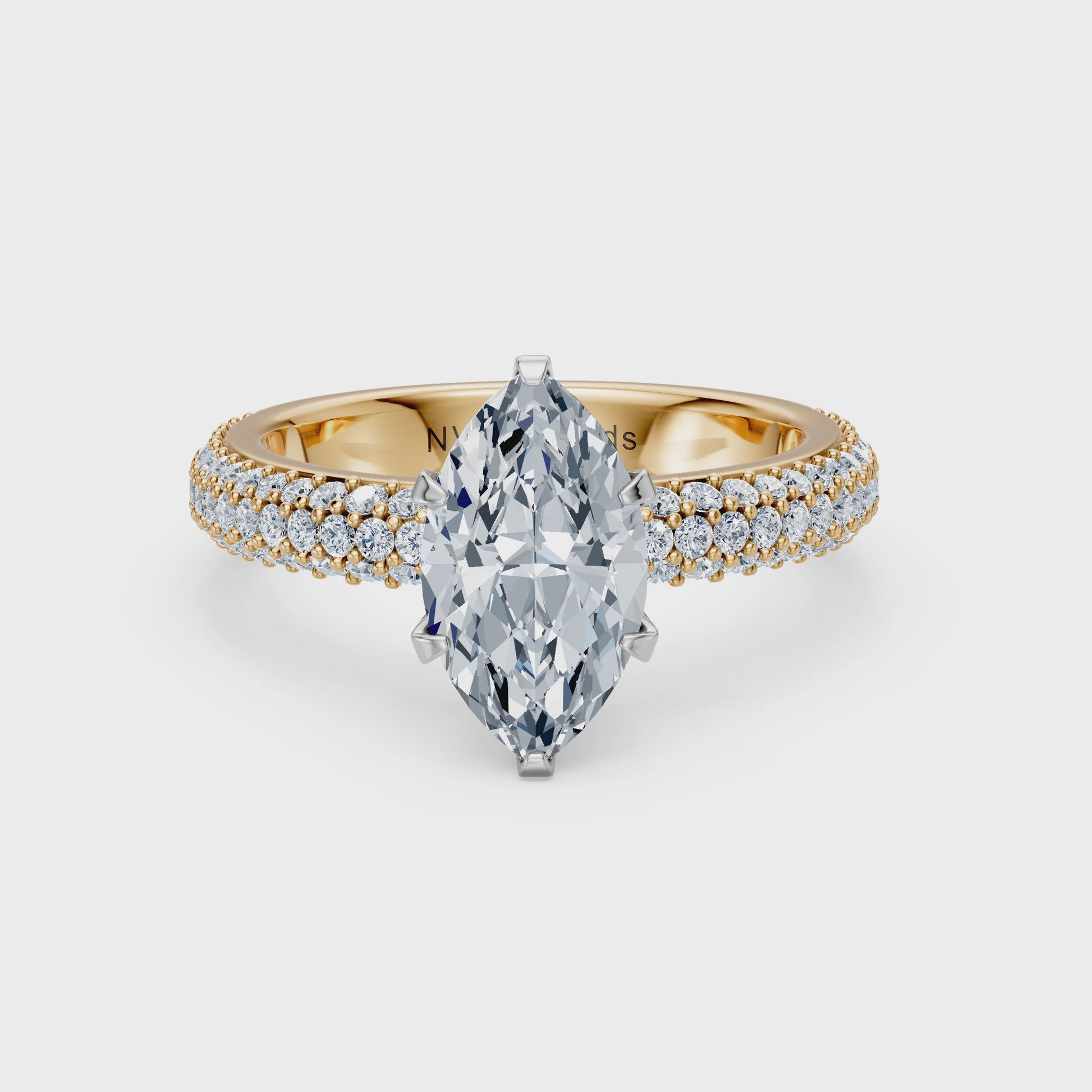 Valentina-Marquise 3 Row Solitaire