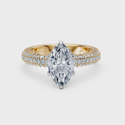 Valentina-Marquise 3 Row Solitaire