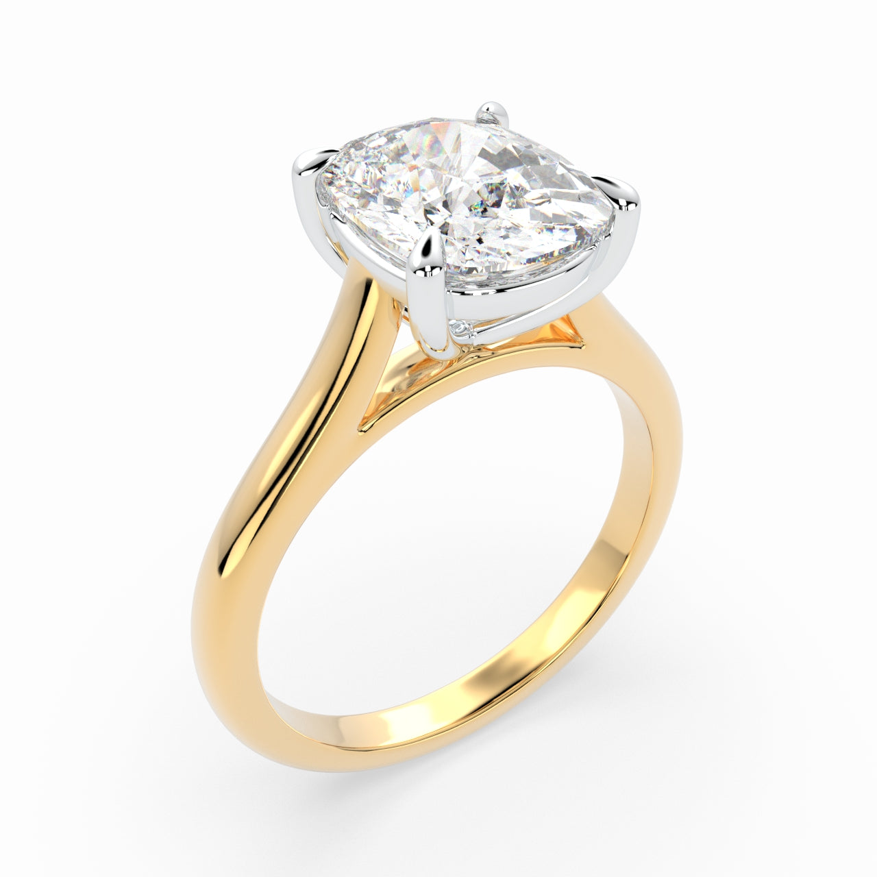 Cushion Solitaire Cathedral Engagement Ring LR011W