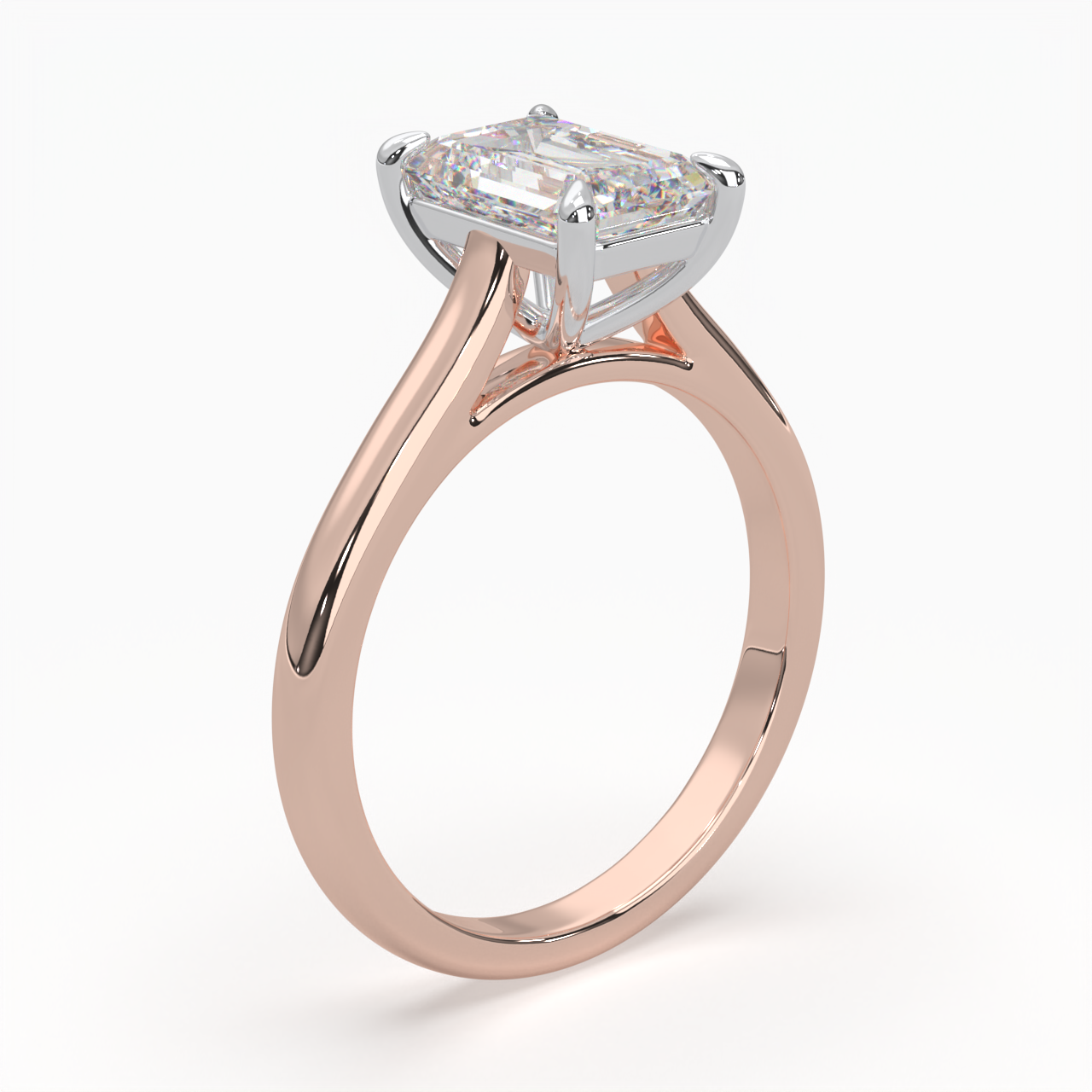 Radiant Cut Cathedral Solitaire Engagement Ring LR002Y