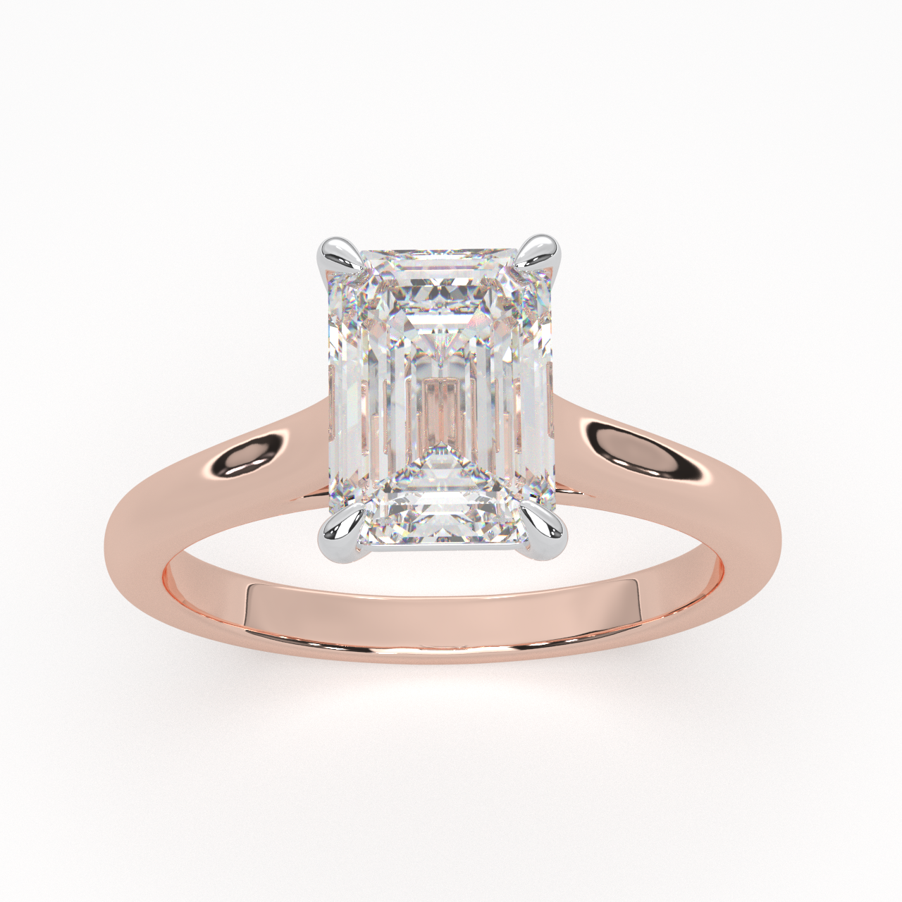 Emerald Cut Cathedral Solitaire Engagement Ring LR002W