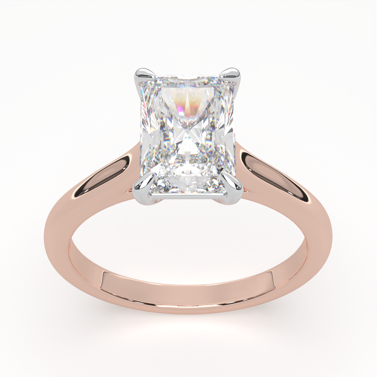 Radiant Cut Cathedral Solitaire Engagement Ring LR002Y