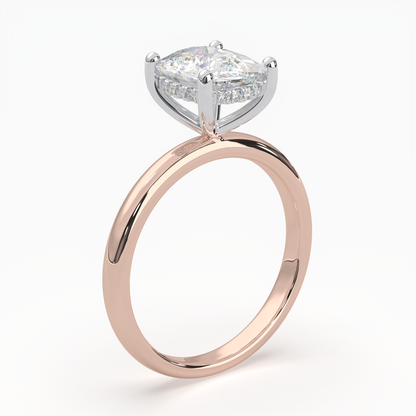 Cushion Solitaire Engagement Ring with hidden halo LR012R