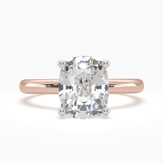 Cushion Solitaire Engagement Ring with hidden halo LR012R