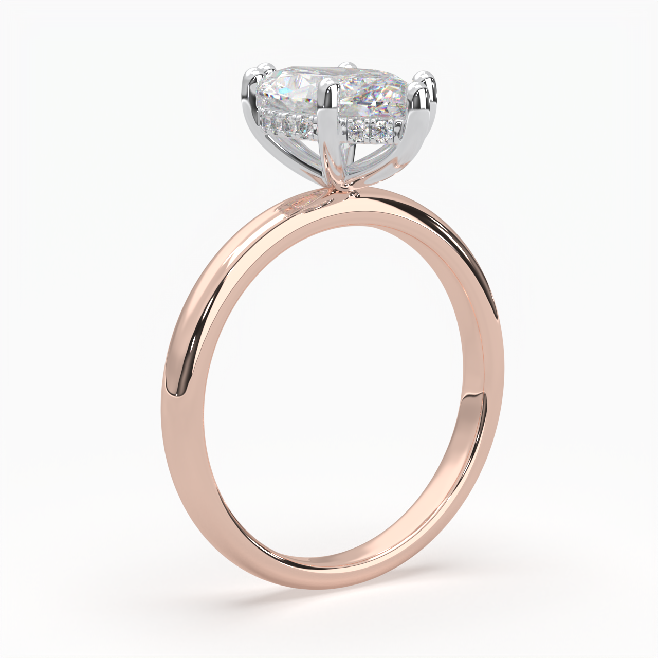 Marquise Solitaire Engagement Ring with hidden halo LR006W