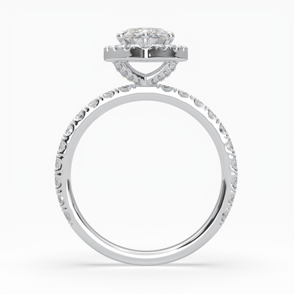 Marquise Cut Cathedral Halo Cluster Ring set with accent diamonds on band and setting LR030W