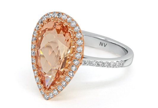 Morganite Halo Ring R1000