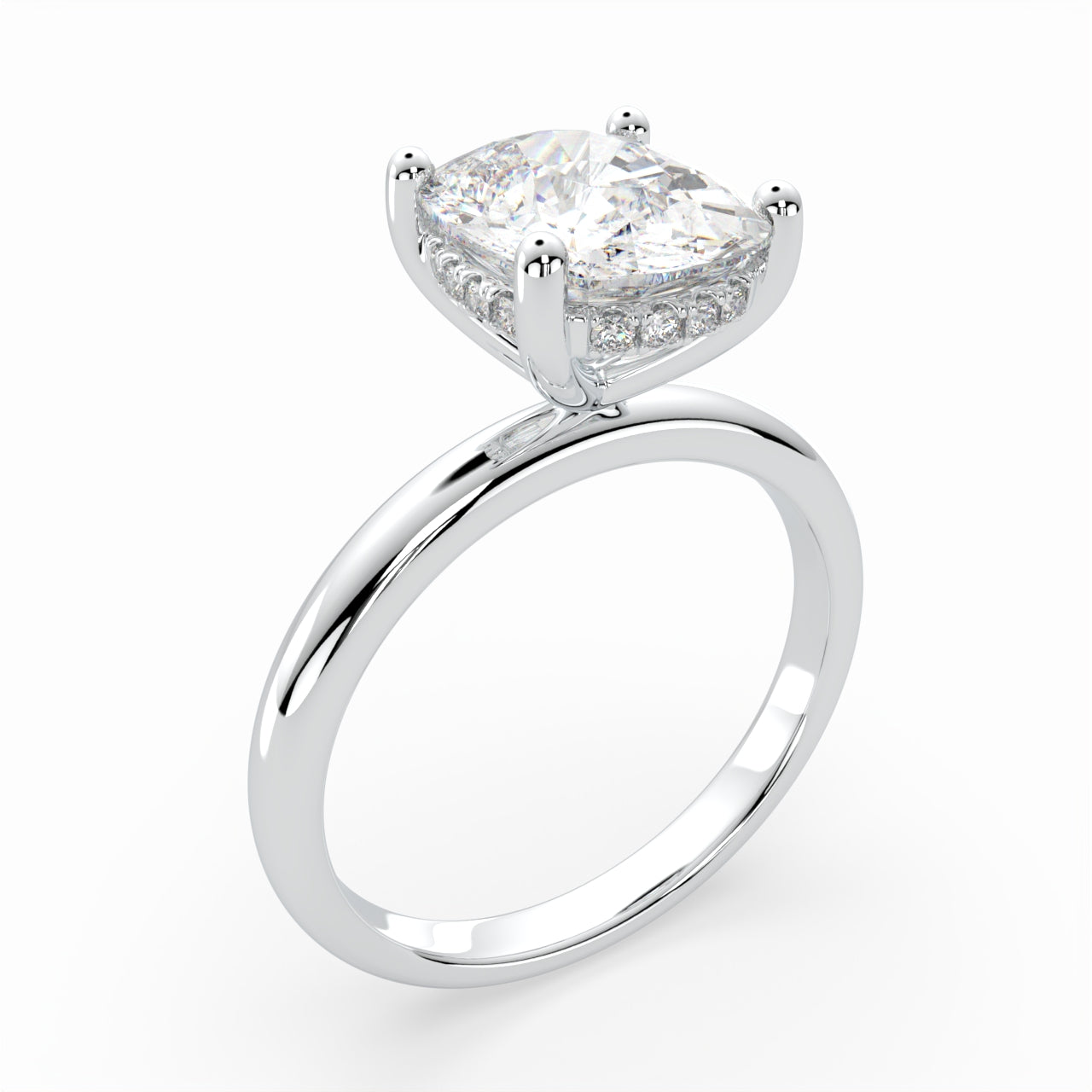 Cushion Solitaire Engagement Ring with hidden halo LR012Y