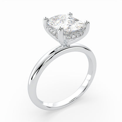 Cushion Solitaire Engagement Ring with hidden halo LR012Y