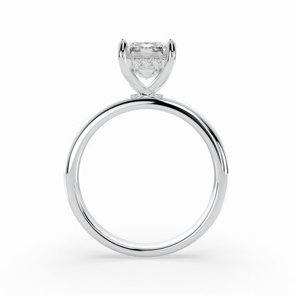 Emerald Cut Solitaire Engagement Ring with hidden halo LR014W