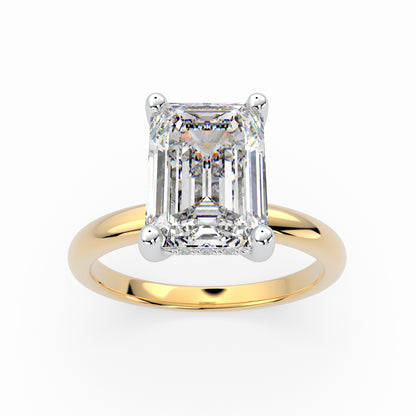 Emerald Cut Solitaire Engagement Ring with hidden halo LR014Y