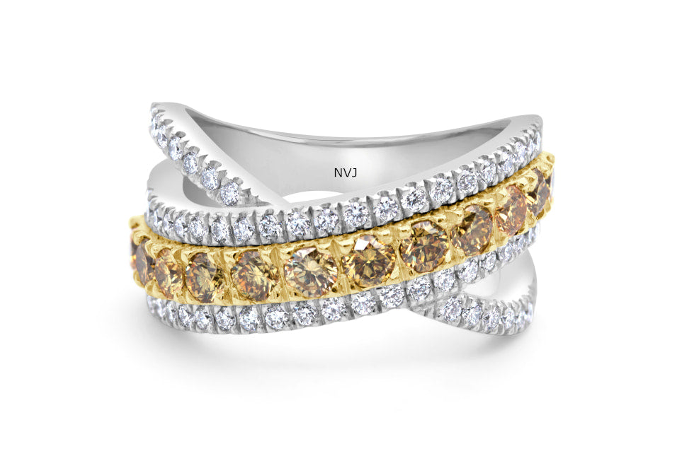 Fancy yellow and white diamond ring G1021