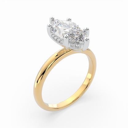 Marquise Solitaire Engagement Ring with hidden halo LR006W